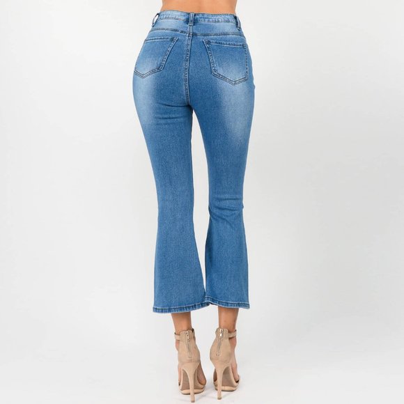 High Waisted Distressed Bootcut Jean - Picture 4 of 7